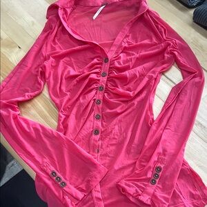 Free People pink mesh top